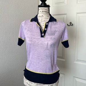 Anna Sui Pastel Colorblock Preppy Polo Shirt